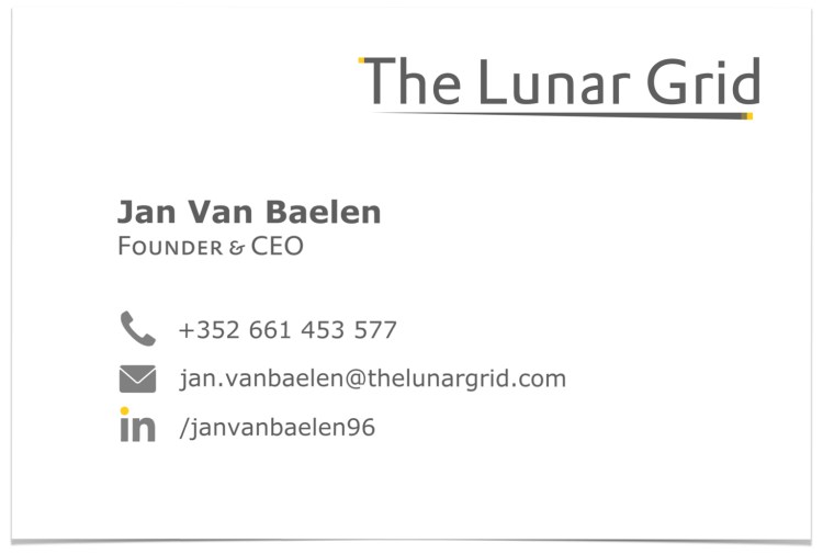 Business Card - Jan Van Baelen - The Lunar Grid
